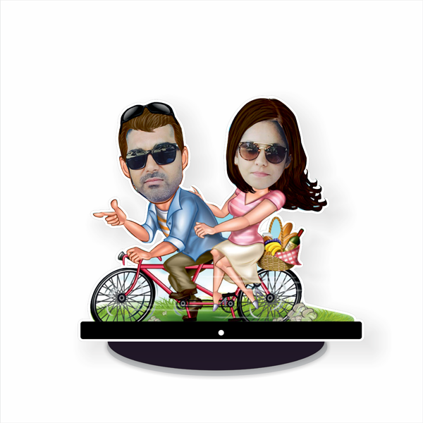 Couple on Cycle Caricature 02