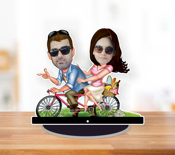 Couple on Cycle Caricature 02