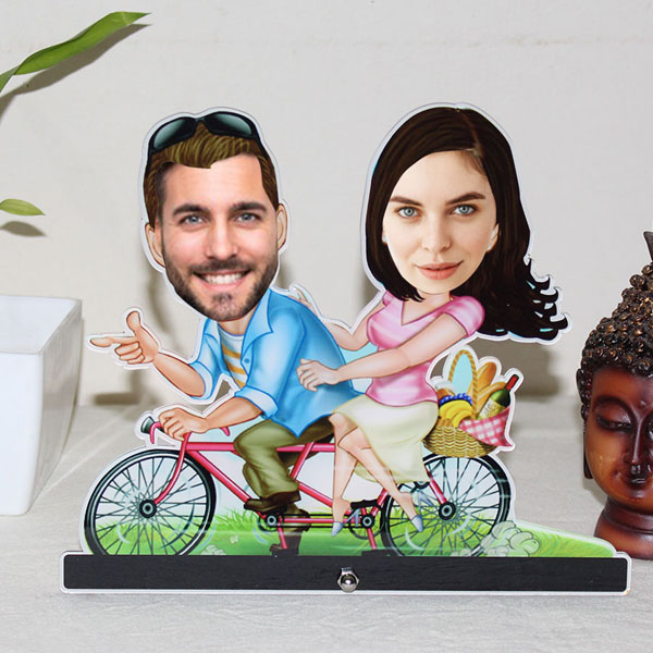 Couple on Cycle Caricature 02