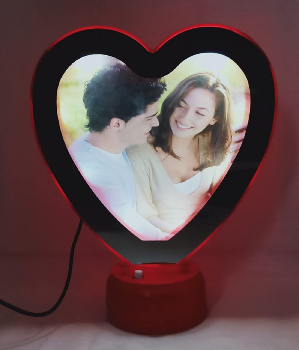 Heart Shape Magic Mirror Tabletop Photo Frame