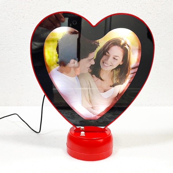 Heart Shape Magic Mirror Tabletop Photo Frame