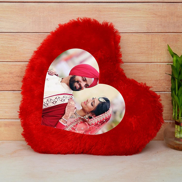 Heart Red Customized Fur Cushion