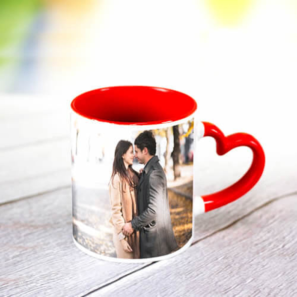 Personalized Photo Heart Handle Mug