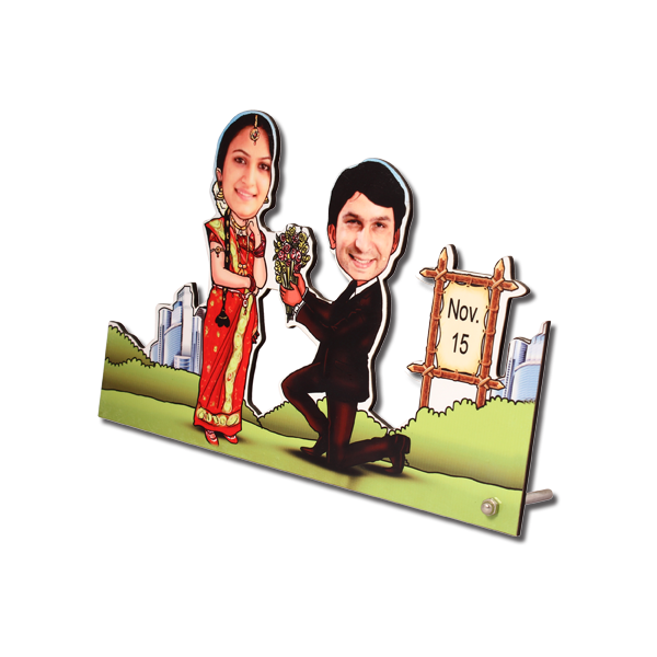 Couple Caricature Date Blocker Desk Photo Cutout