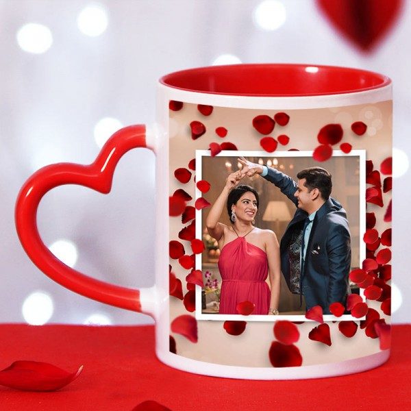 Personalized Photo Heart Handle Mug