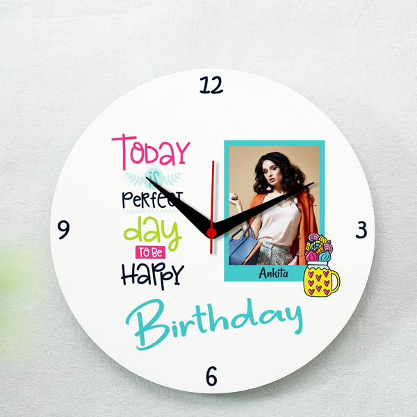 Round Happy Birthday Wall Clock