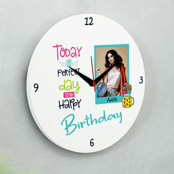 Round Happy Birthday Wall Clock